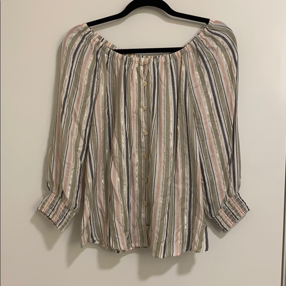 Sanctuary Harmony Stripe Blue Water Blouse
